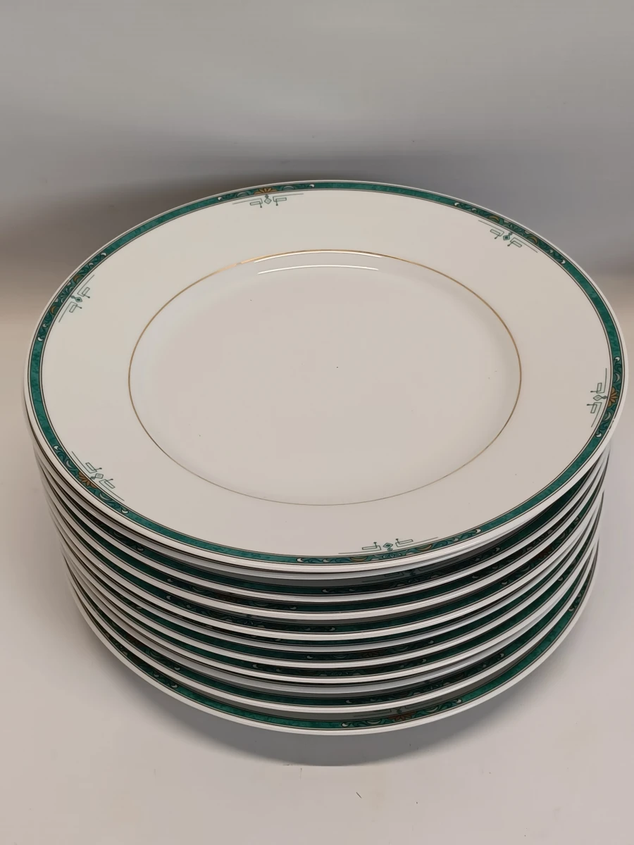 67-delig Porcelaine de Sologne servies met groene gemarmerde rand - Frankrijk - foto 23