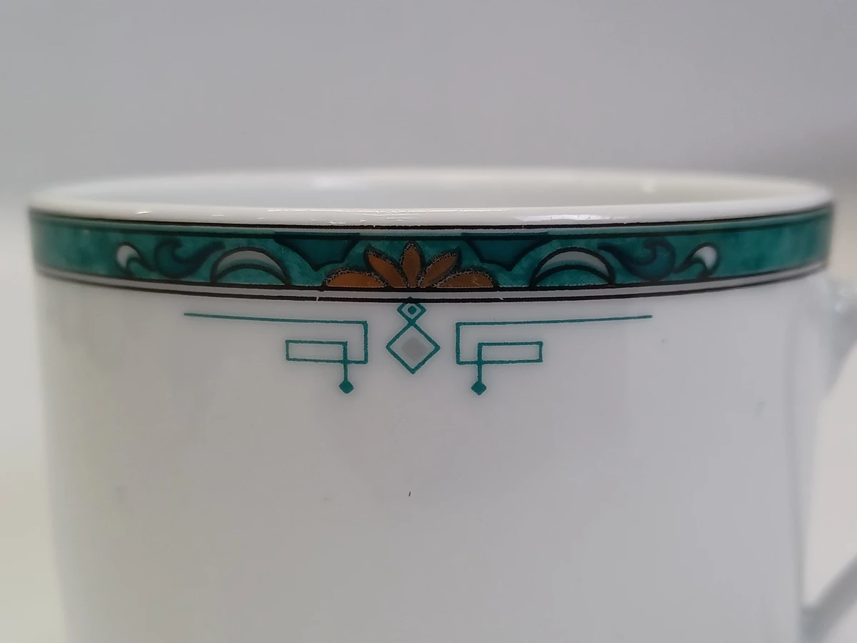 67-delig Porcelaine de Sologne servies met groene gemarmerde rand - Frankrijk - foto 5