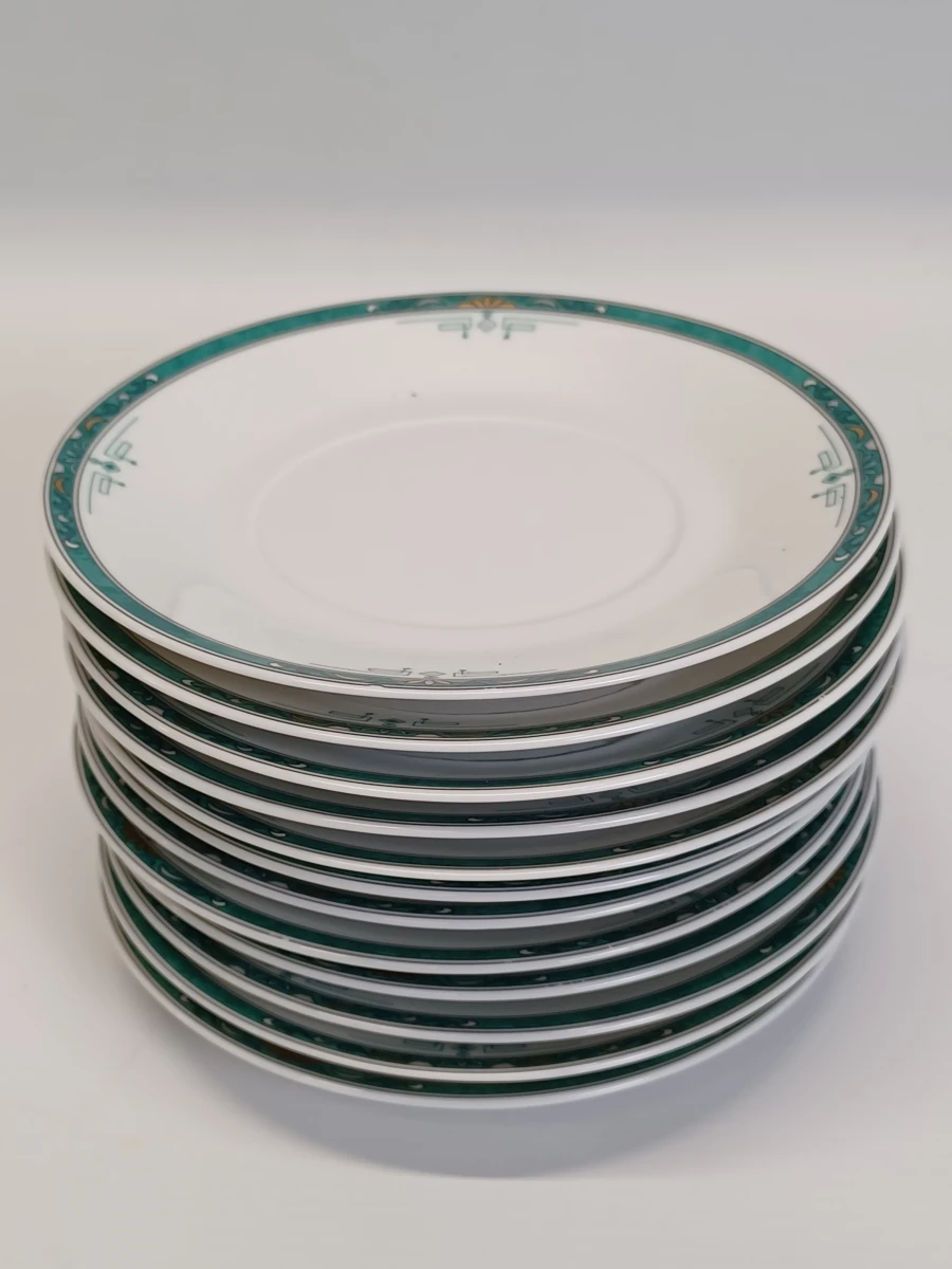 67-delig Porcelaine de Sologne servies met groene gemarmerde rand - Frankrijk - foto 6