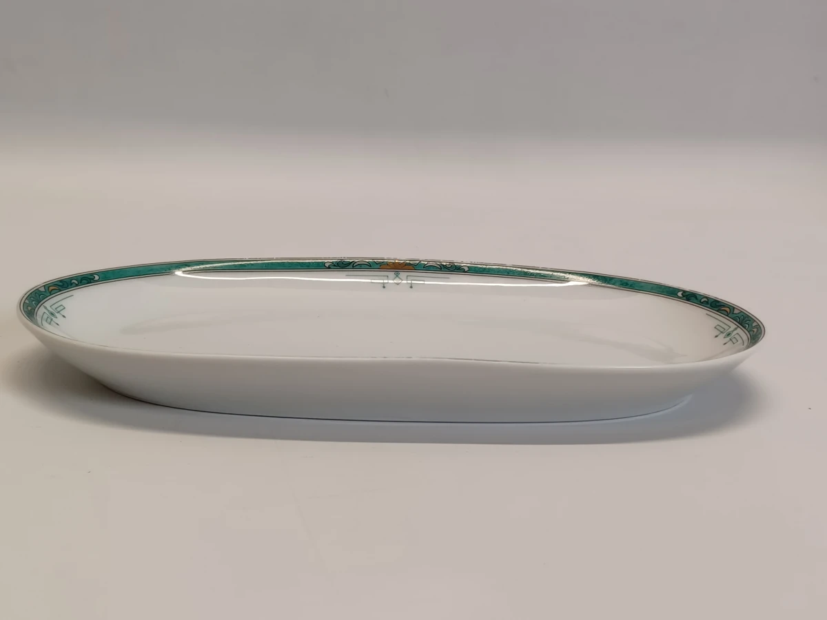 67-delig Porcelaine de Sologne servies met groene gemarmerde rand - Frankrijk - foto 14