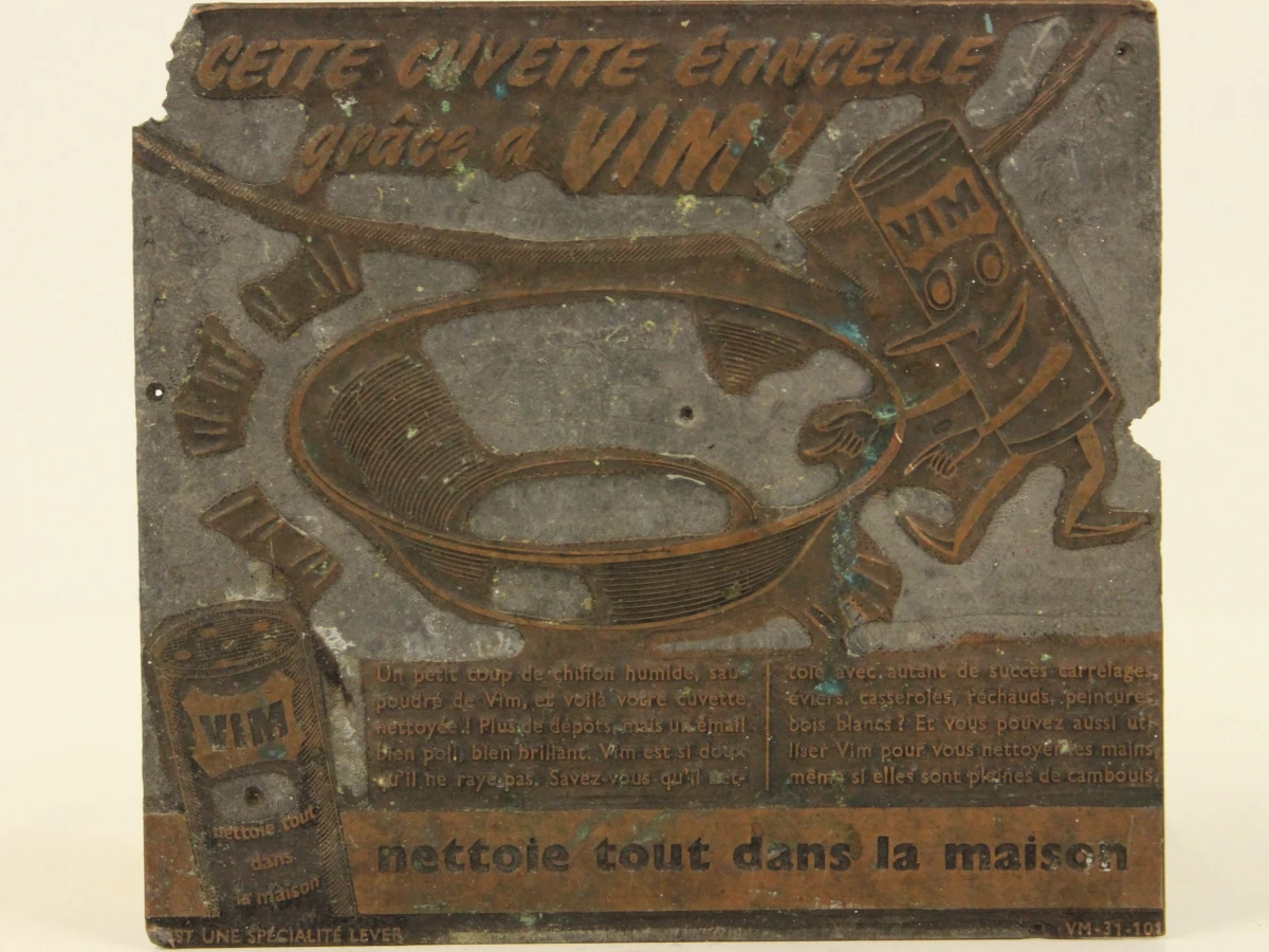 Vier vintage metalen drukplaten voor VIM poetsmiddel– Lever Brothers - foto 10