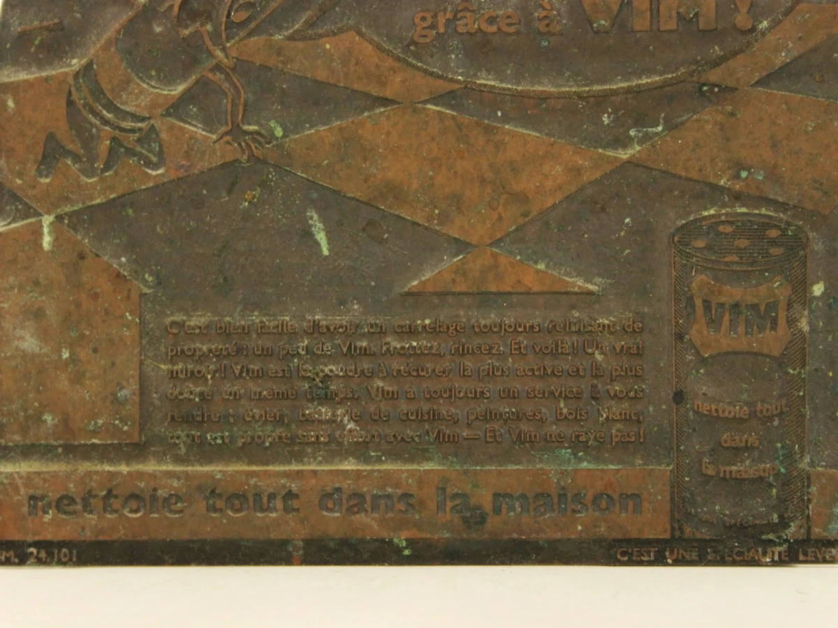 Vier vintage metalen drukplaten voor VIM poetsmiddel– Lever Brothers - foto 15