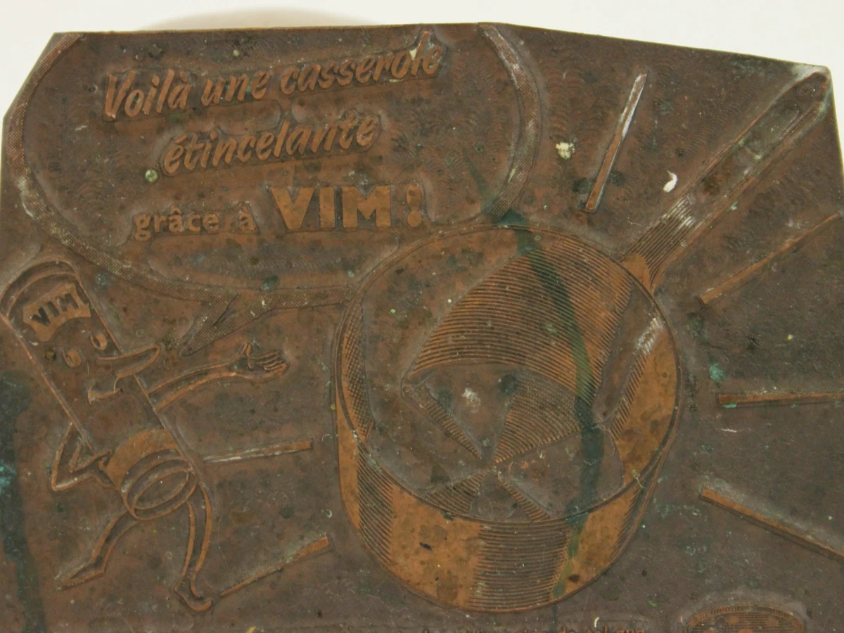 Vier vintage metalen drukplaten voor VIM poetsmiddel– Lever Brothers - foto 20