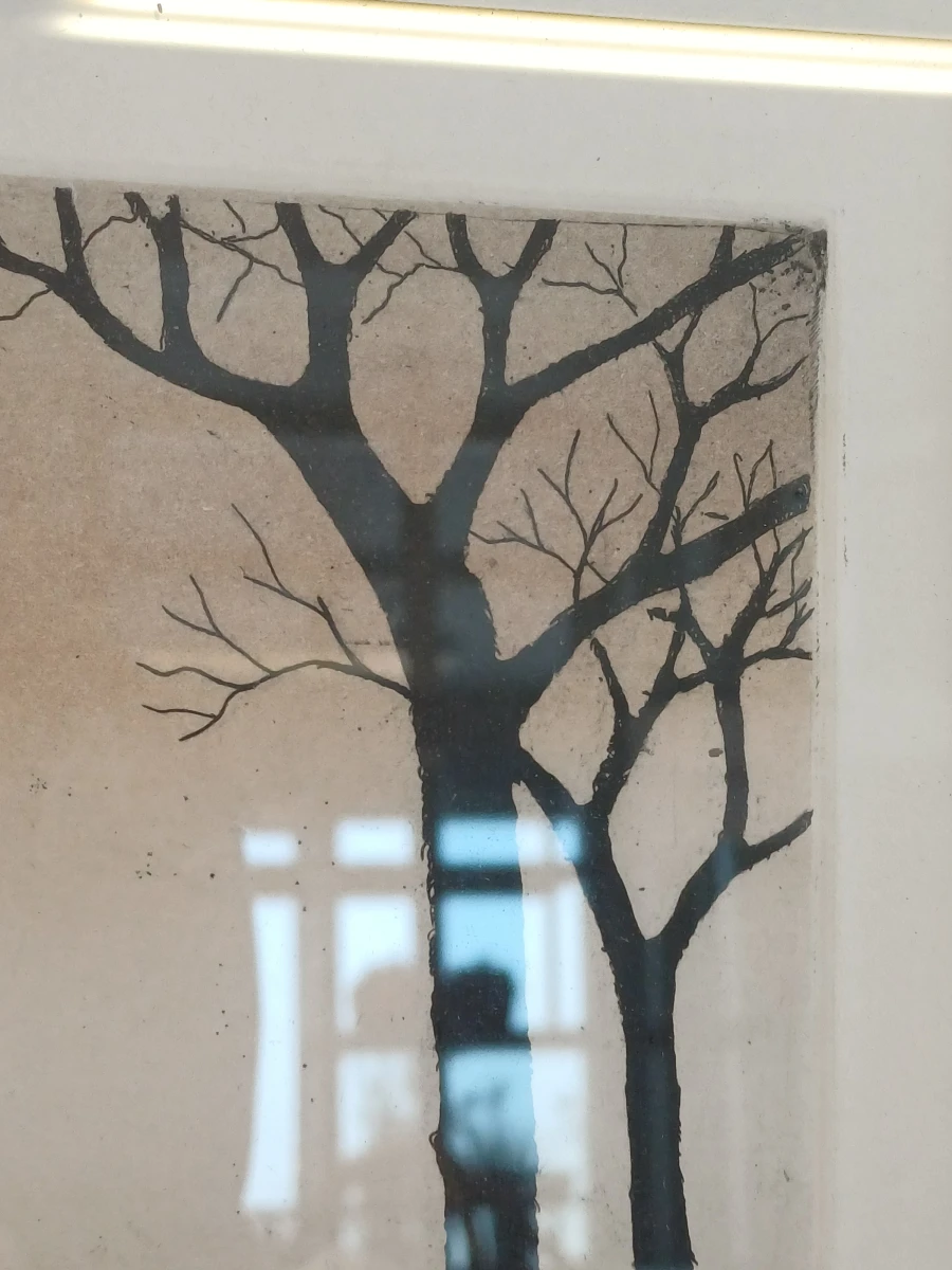 Ingelijste litho van een landschap met boerderijen en bomen - foto 7