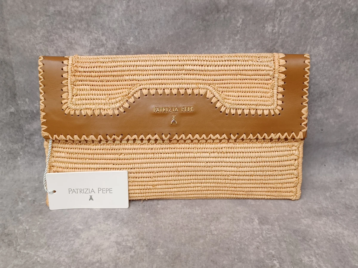 Patrizia Pepe raphia en lederen clutch - foto 2