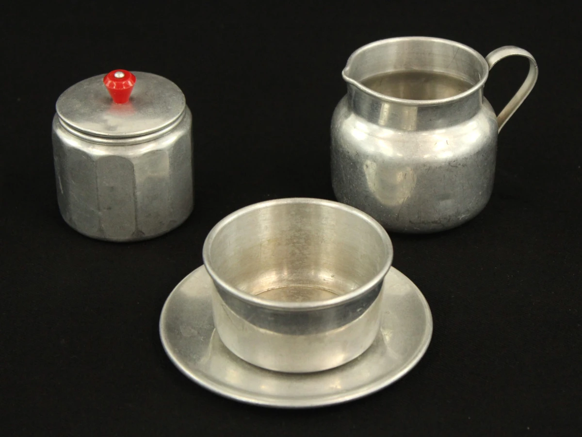 Vintage aluminium kook en thee speelservies set voor kinderen - foto 6