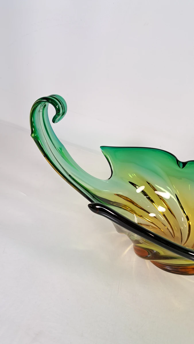 Decoratieve glazen schaal met groene en gele tinten - foto 7