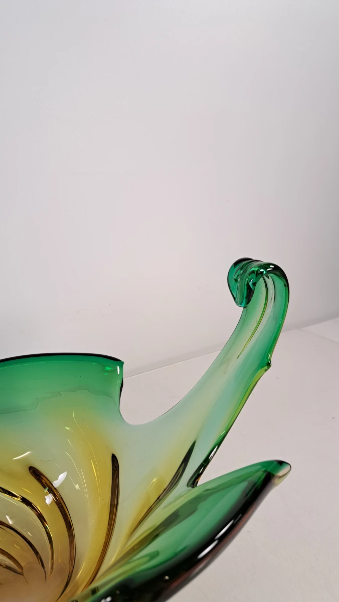 Decoratieve glazen schaal met groene en gele tinten - foto 6