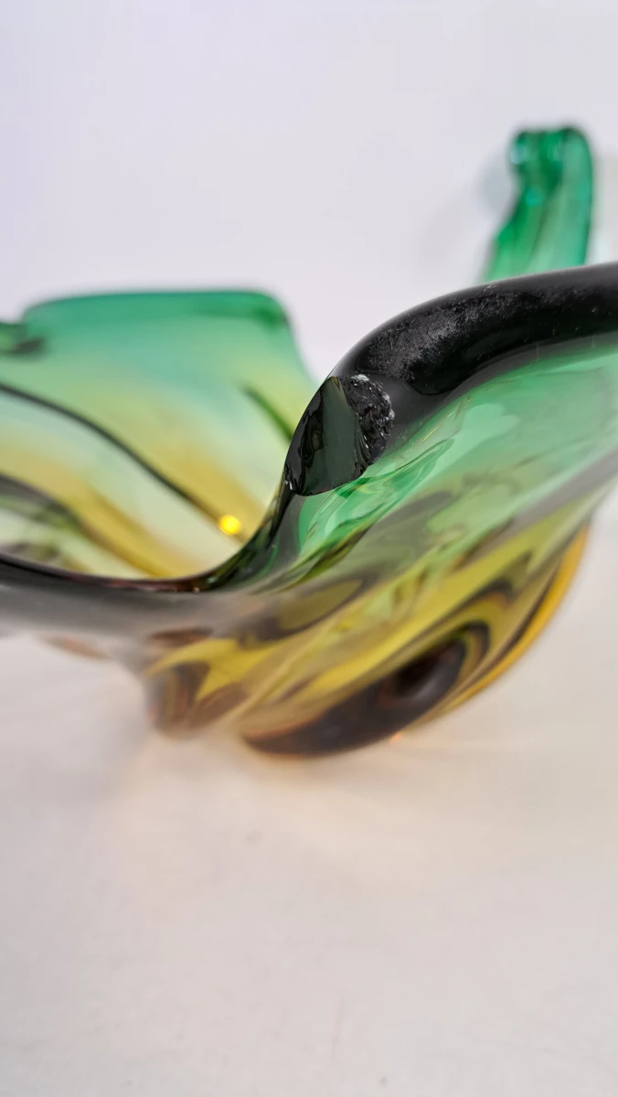 Decoratieve glazen schaal met groene en gele tinten - foto 5