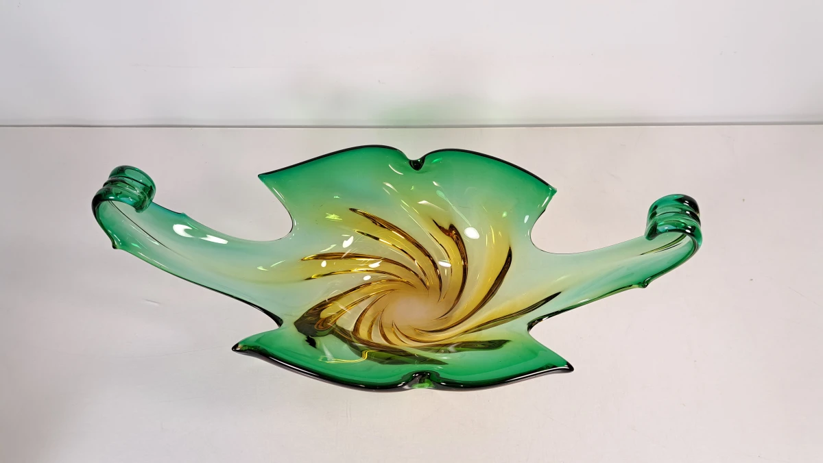Decoratieve glazen schaal met groene en gele tinten - foto 8