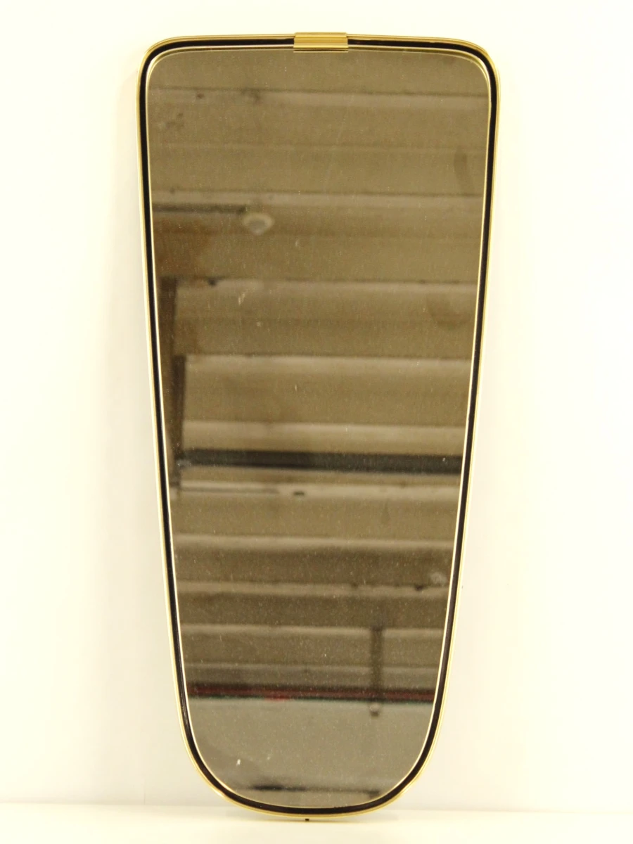 Asymmetrische wandspiegel met goudkleurige metalen rand – Jaren 50/60 - foto 2