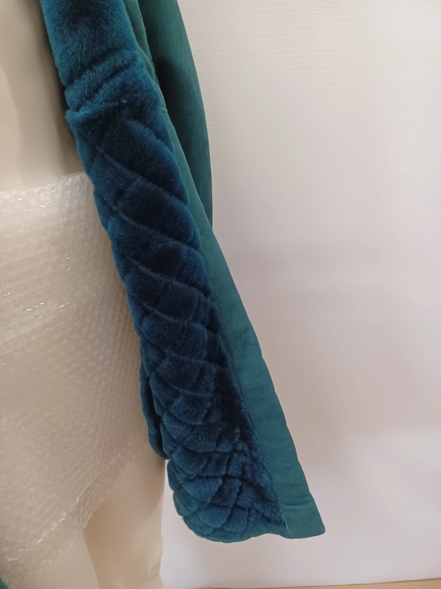 Luxe Italiaanse vintage Shearling mantel van Rufus - Teal - foto 7