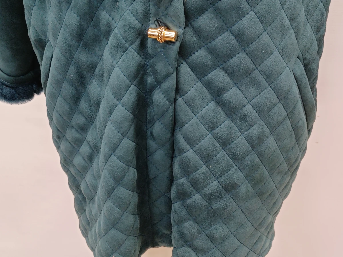 Luxe Italiaanse vintage Shearling mantel van Rufus - Teal - foto 6