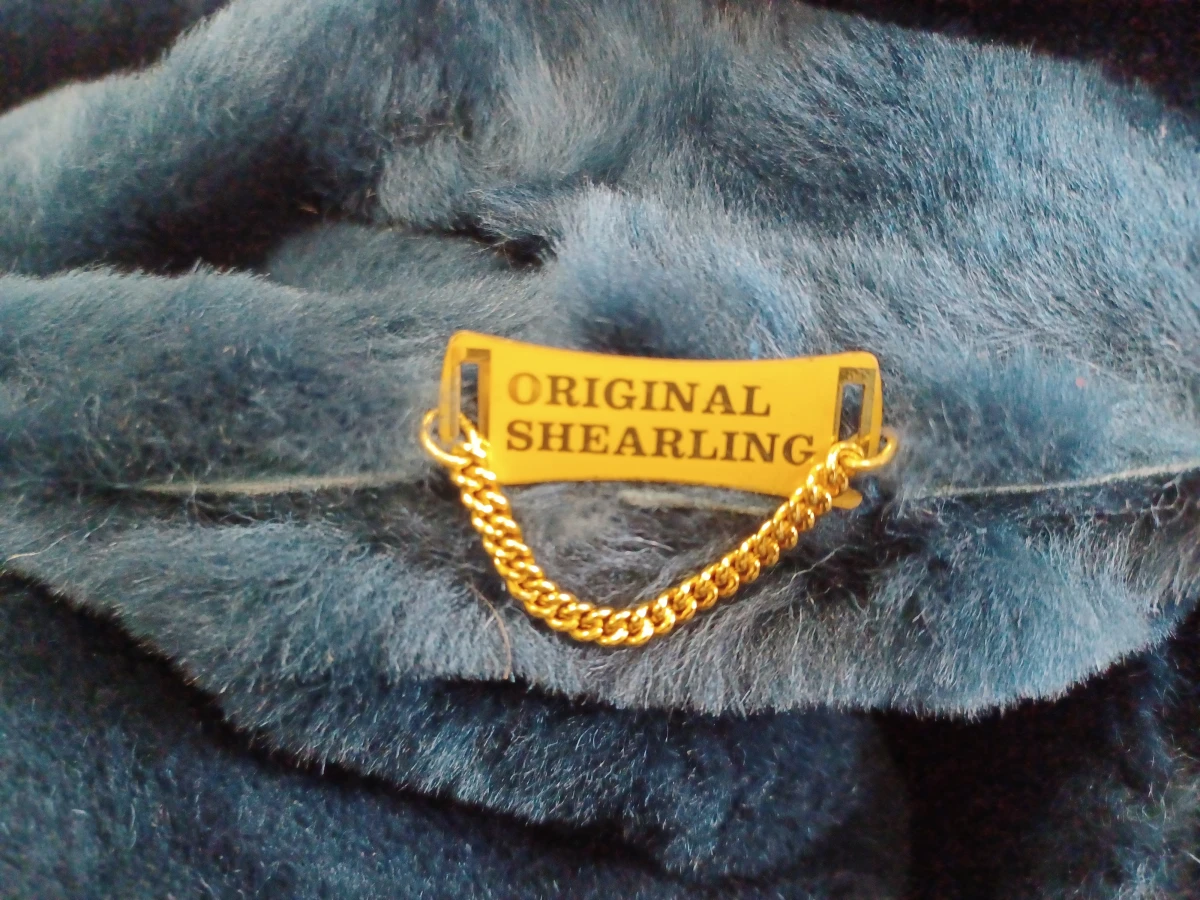 Luxe Italiaanse vintage Shearling mantel van Rufus - Teal - foto 8
