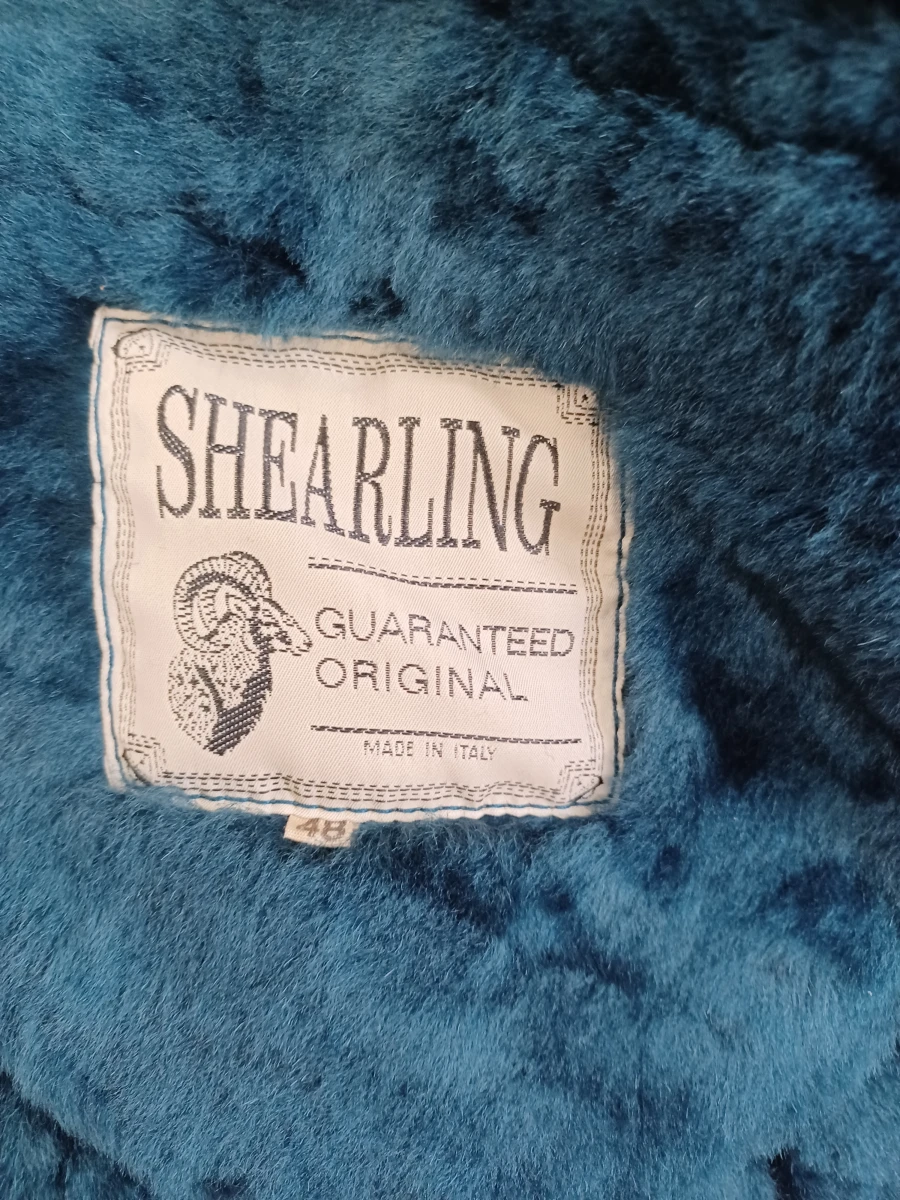 Luxe Italiaanse vintage Shearling mantel van Rufus - Teal - foto 10