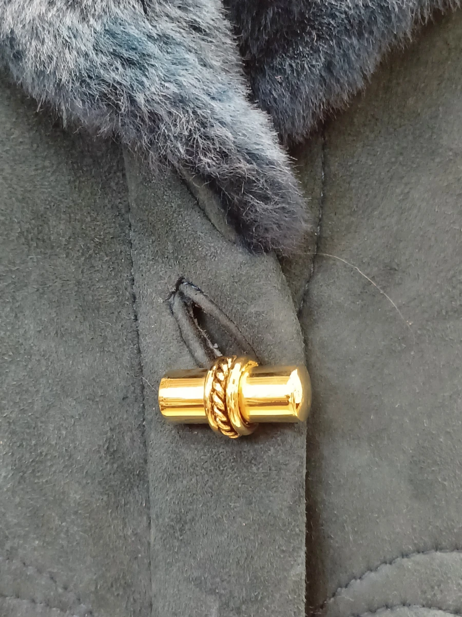 Luxe Italiaanse vintage Shearling mantel van Rufus - Teal - foto 5
