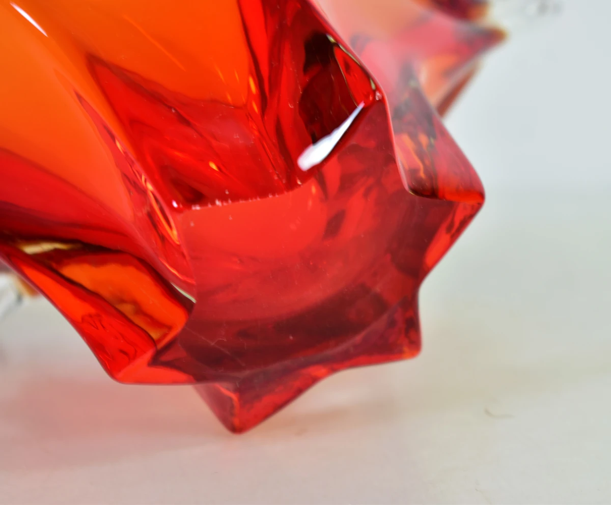 Rood-oranje glazen schaal in Murano-stijl - foto 5