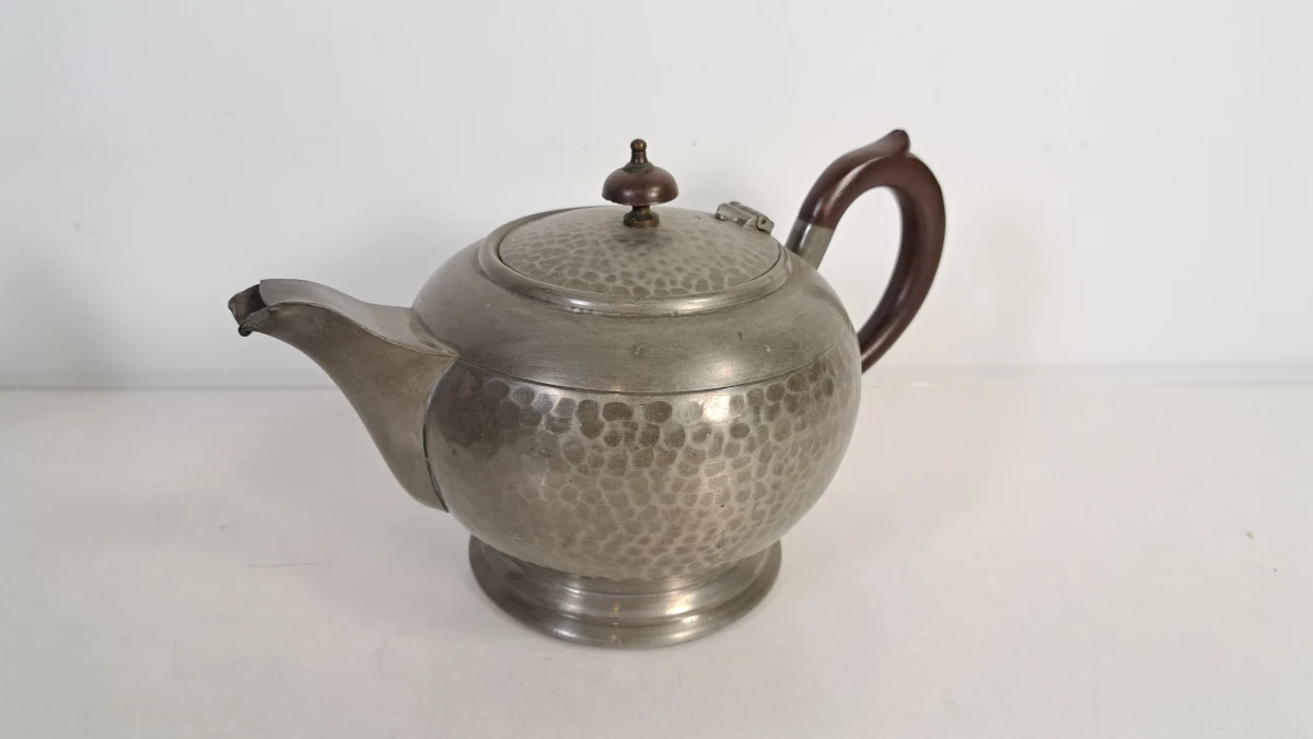 Vintage tinnen theeservies met dienblad - foto 2
