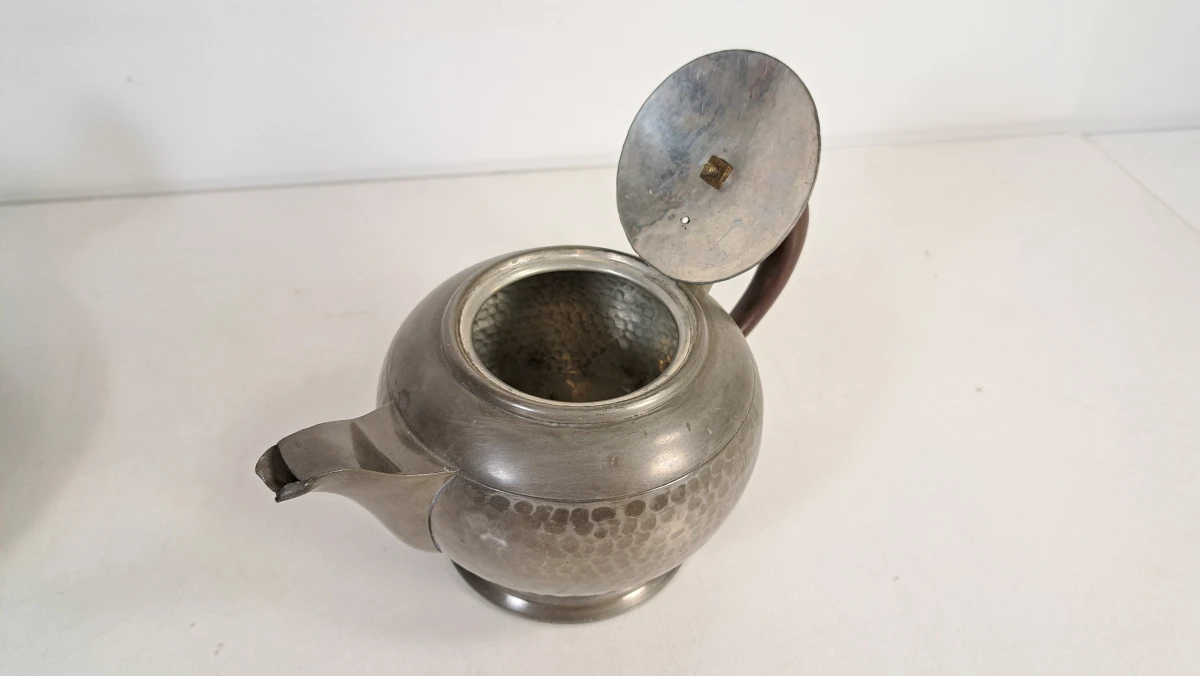Vintage tinnen theeservies met dienblad - foto 6