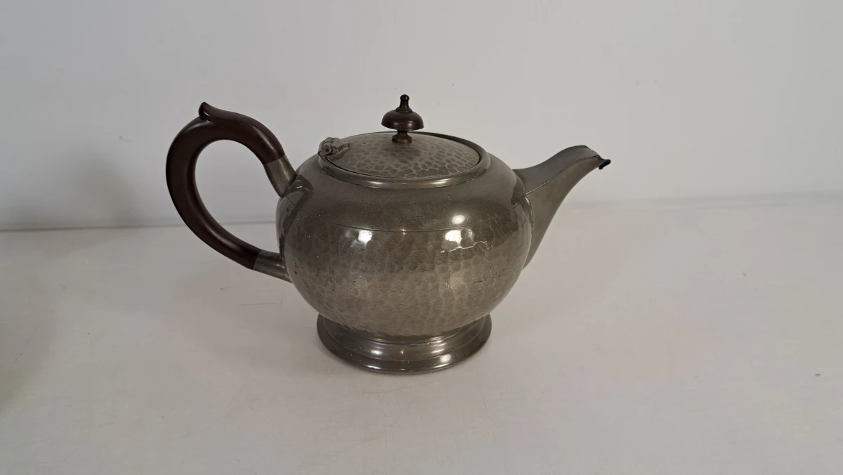 Vintage tinnen theeservies met dienblad - foto 4
