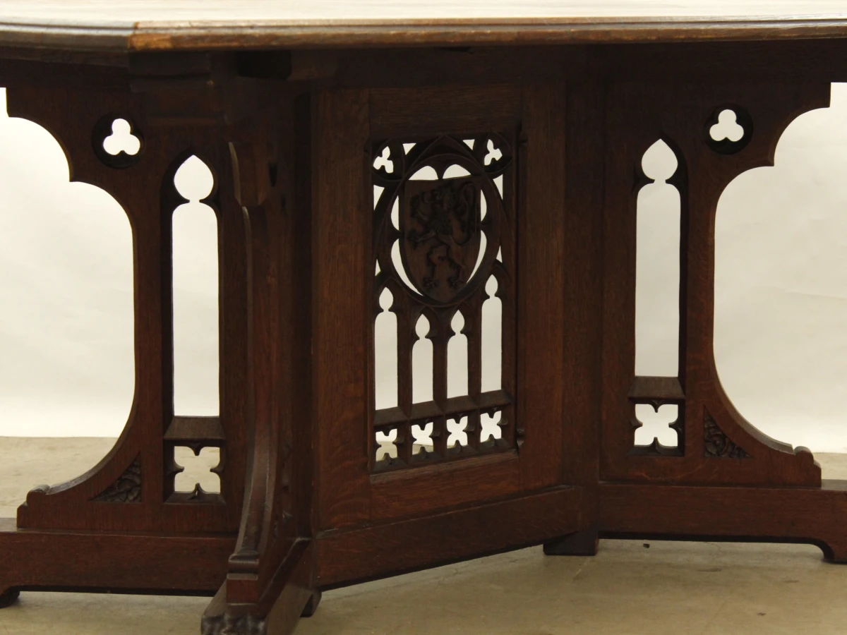 Neogotische houten eettafel - foto 8