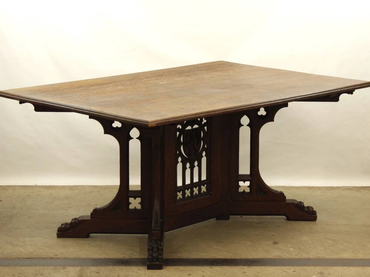 Neogotische houten eettafel - foto 2