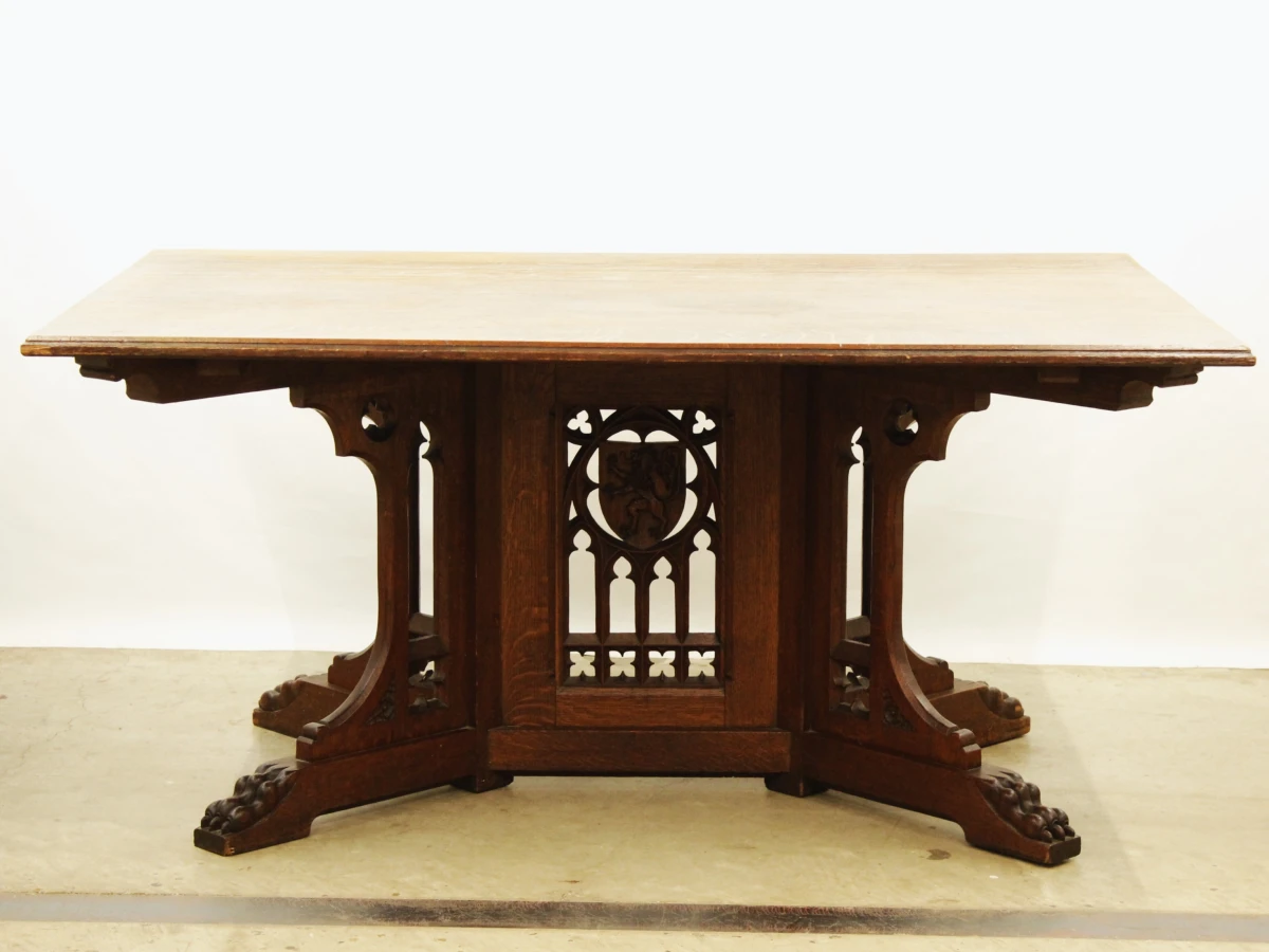 Neogotische houten eettafel - foto 10