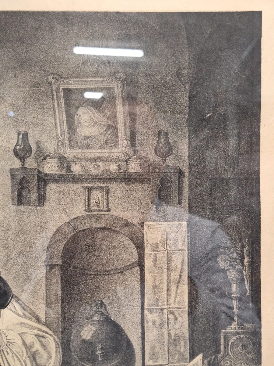 19e-eeuwse lithografie ‘Goldschmieds Töchterlein’ naar Wilhelm Nerenz - ingelijst - foto 8