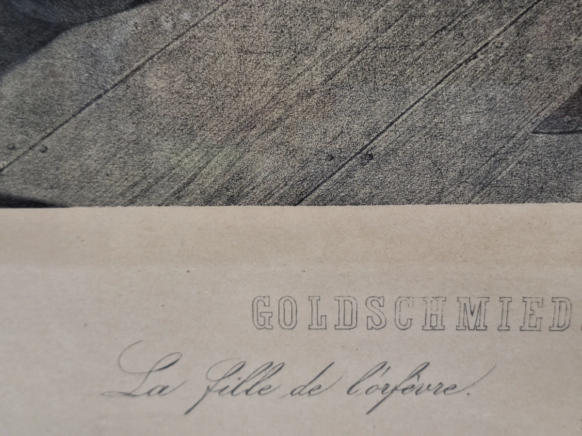 19e-eeuwse lithografie ‘Goldschmieds Töchterlein’ naar Wilhelm Nerenz - ingelijst - foto 12