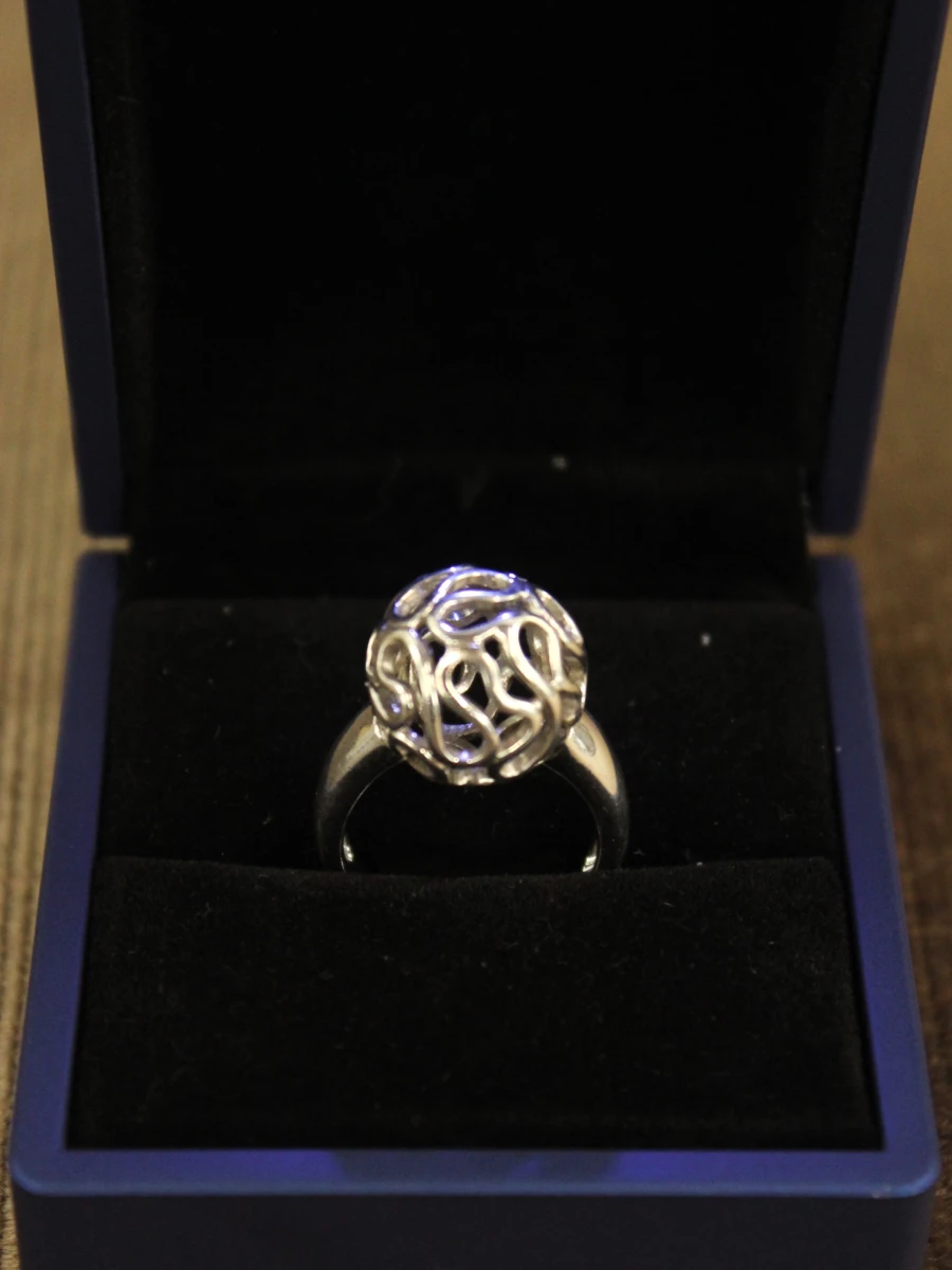Sterling zilveren ring met opengewerkt bolvormig ontwerp - foto 2