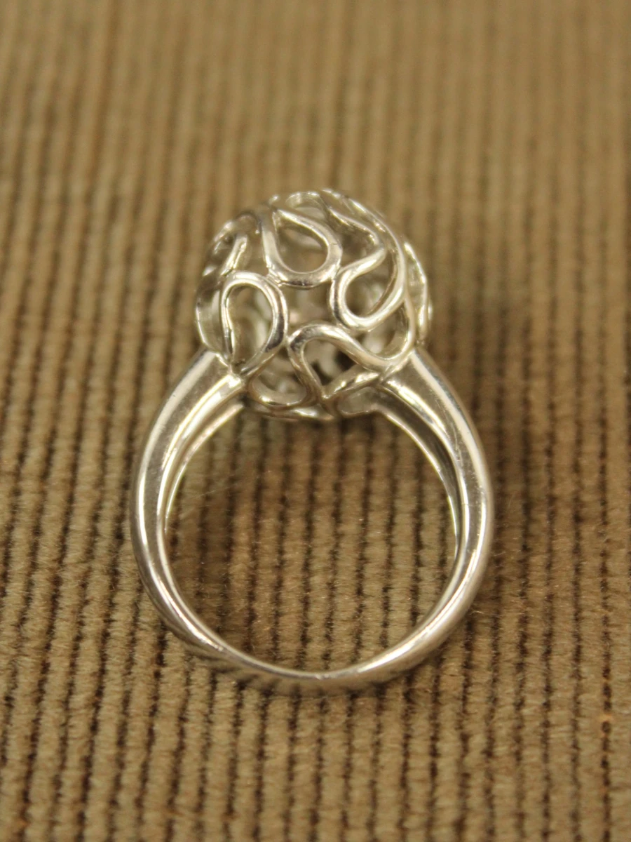 Sterling zilveren ring met opengewerkt bolvormig ontwerp - foto 4