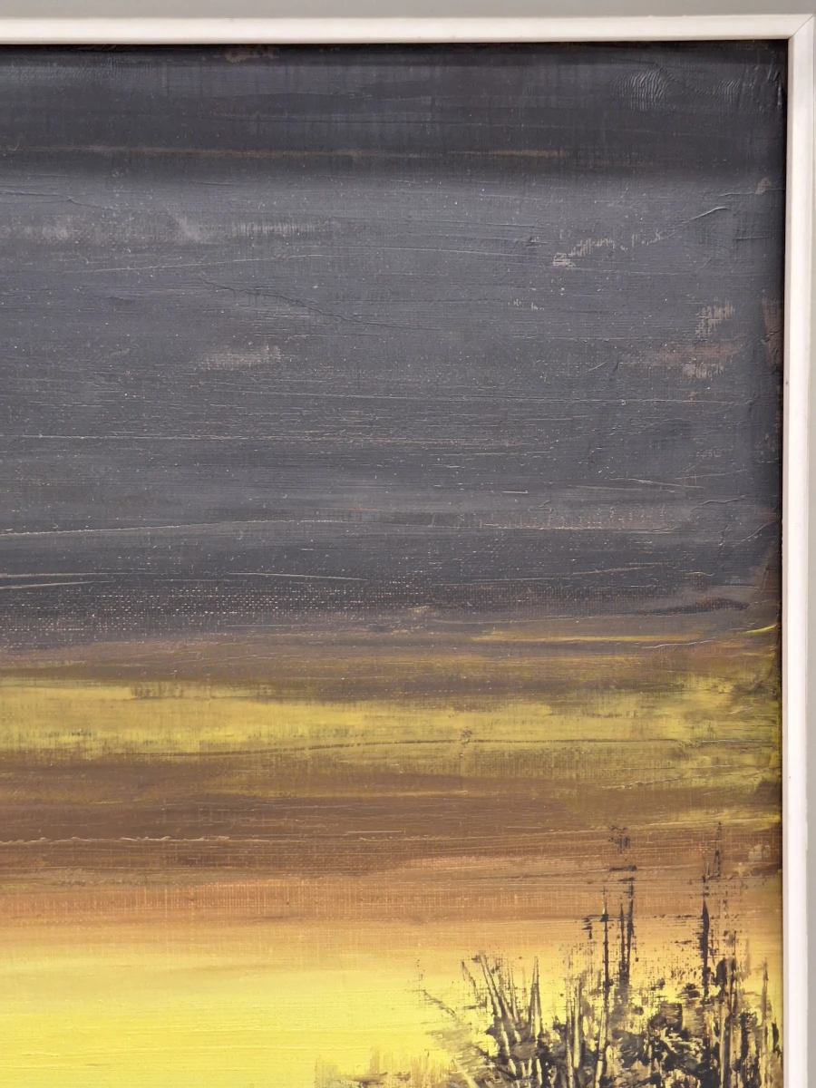 Olieverfschilderij van winters rivierlandschap bij zonsondergang - E. Lamotte - foto 7
