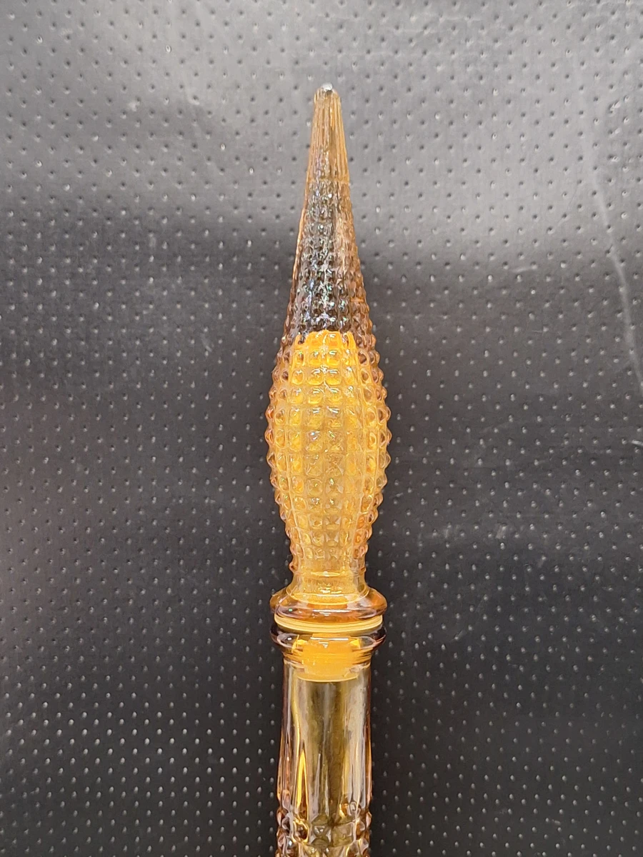 Italiaanse Empoli "Genie Bottle"-karaf in amberkleur met diamantpatroon - Mid Century Modern - foto 5
