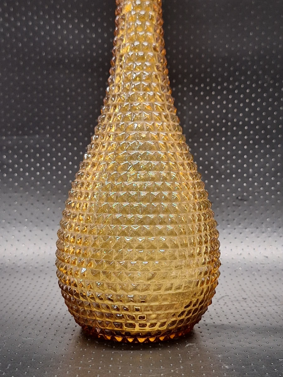 Italiaanse Empoli "Genie Bottle"-karaf in amberkleur met diamantpatroon - Mid Century Modern - foto 3