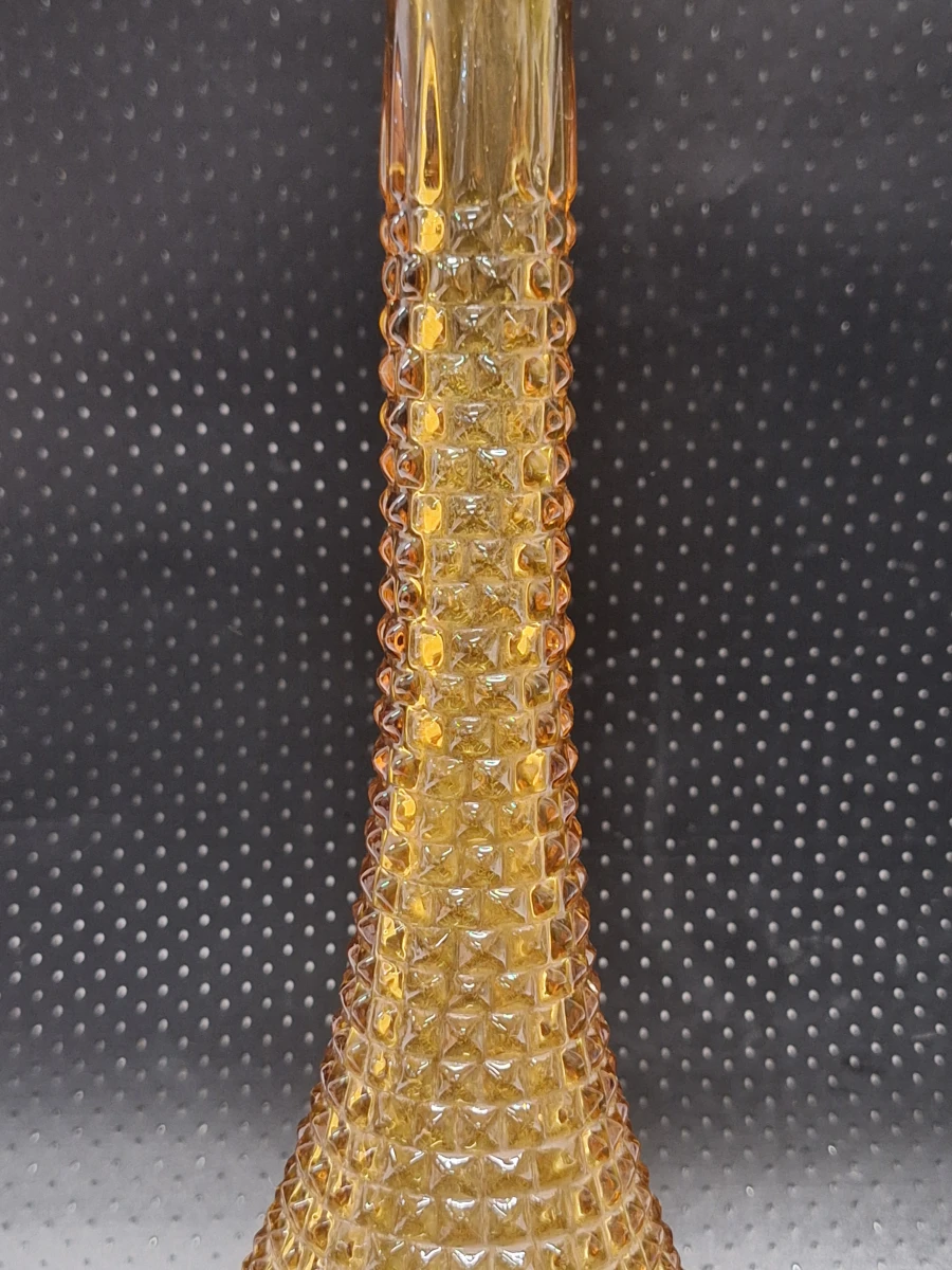 Italiaanse Empoli "Genie Bottle"-karaf in amberkleur met diamantpatroon - Mid Century Modern - foto 4
