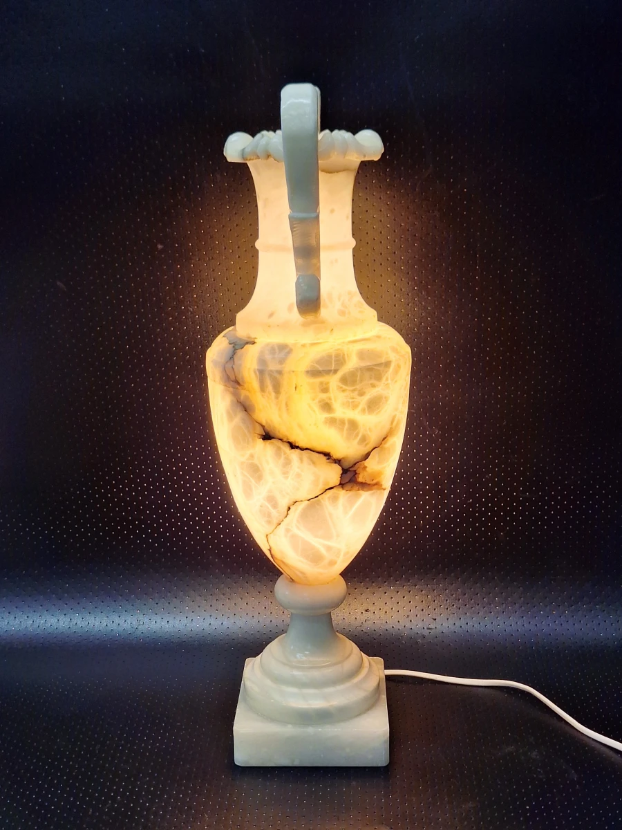 Imposante neoklassieke albasten urnlamp - klassieke amforavorm, ca. 1930–1950 - foto 2