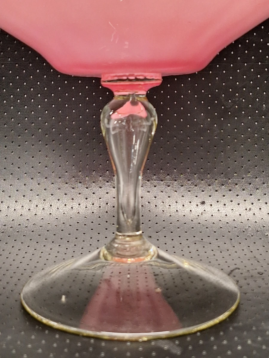Italiaanse mond geblazen roze opaline vaas op voet uit de regio Empoli - Mid-Century Modern - foto 3