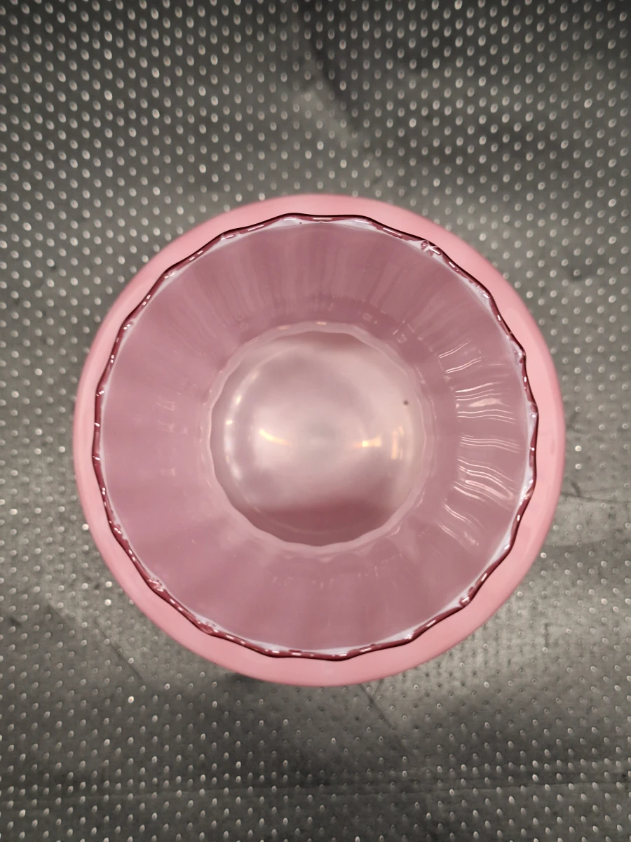 Italiaanse mond geblazen roze opaline vaas op voet uit de regio Empoli - Mid-Century Modern - foto 7
