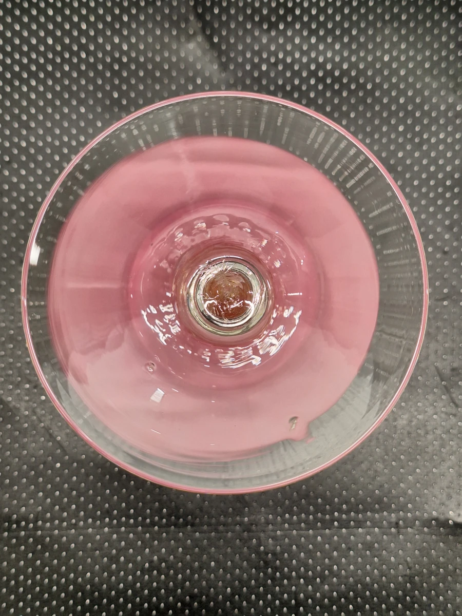 Italiaanse mond geblazen roze opaline vaas op voet uit de regio Empoli - Mid-Century Modern - foto 8