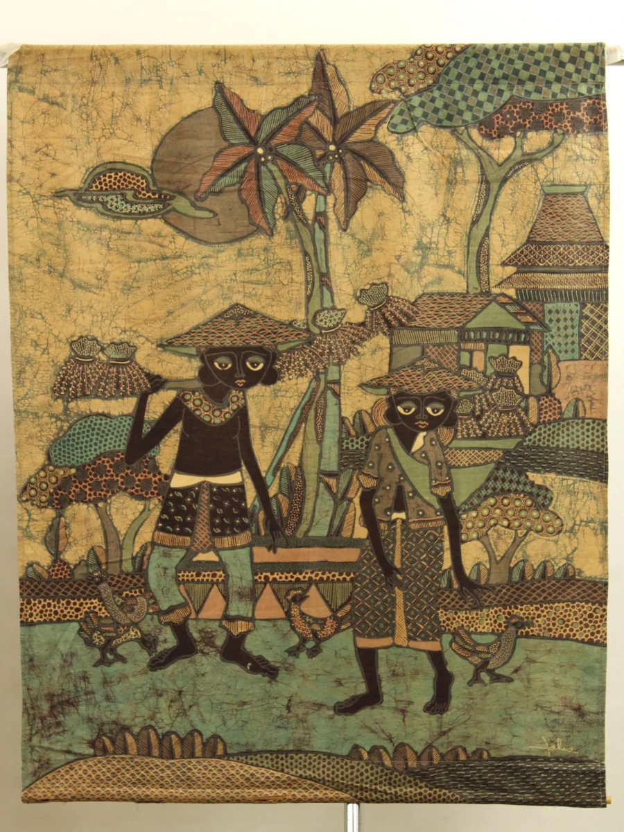 Twee Indonesische batik stijl wanddoeken - foto 2