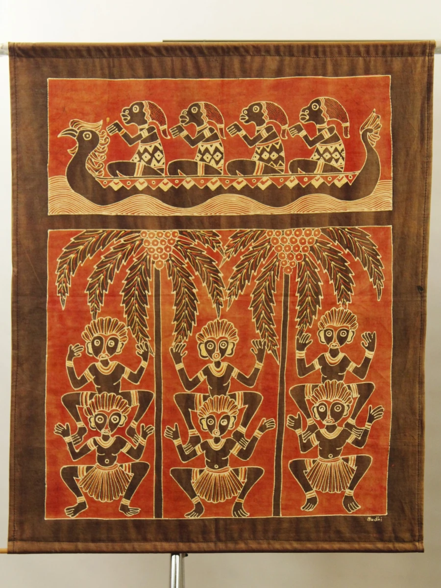 Twee Indonesische batik stijl wanddoeken - foto 3