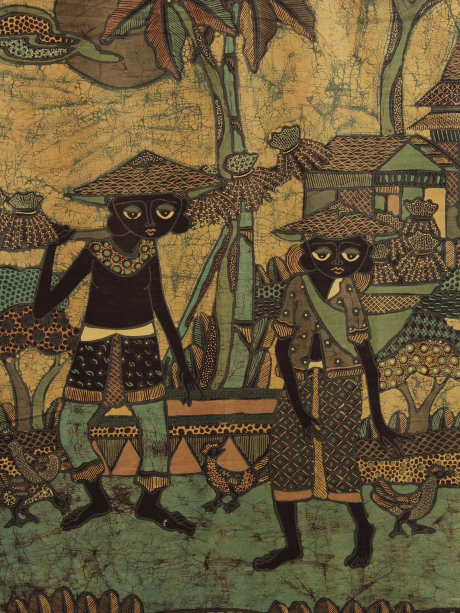 Twee Indonesische batik stijl wanddoeken - foto 8