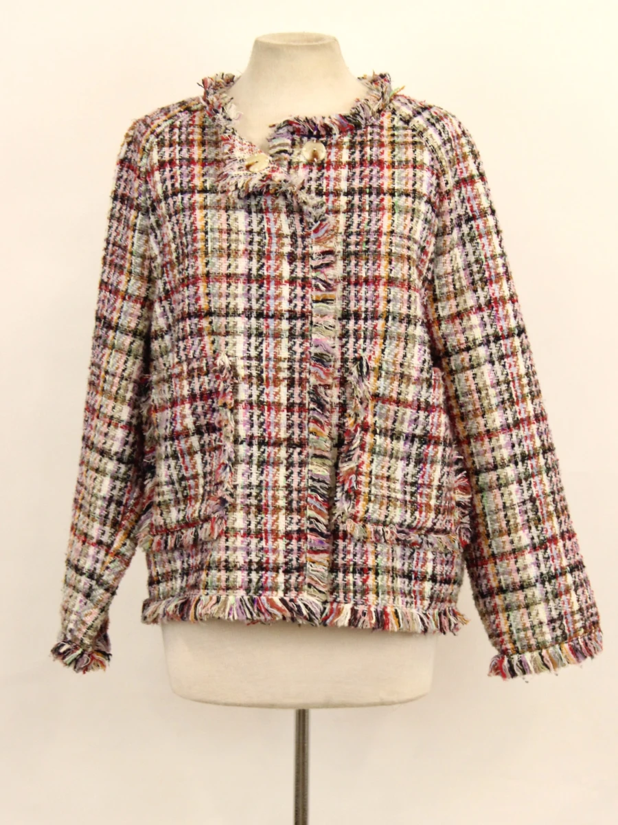 Essentiel Antwerp kleurrijk tweed jasje met franjes 38 - foto 2