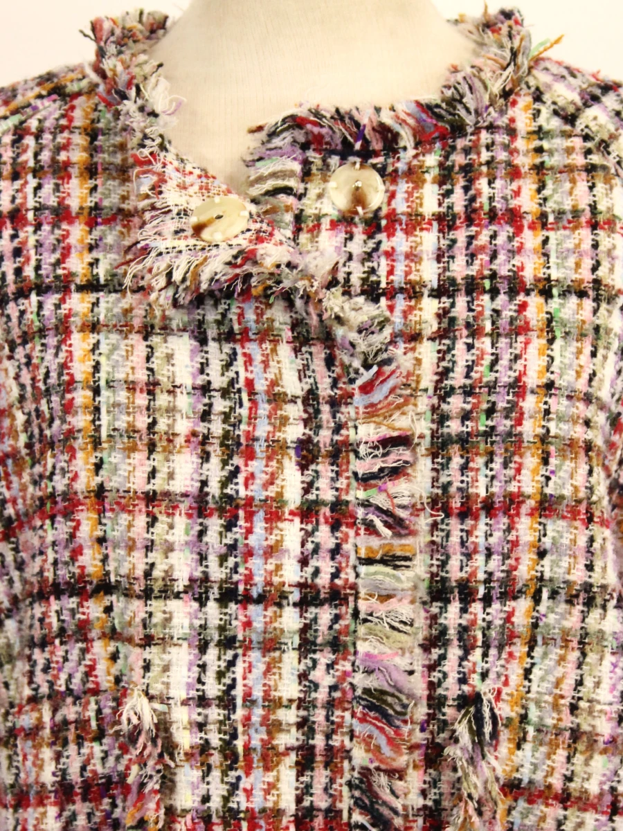 Essentiel Antwerp kleurrijk tweed jasje met franjes 38 - foto 3