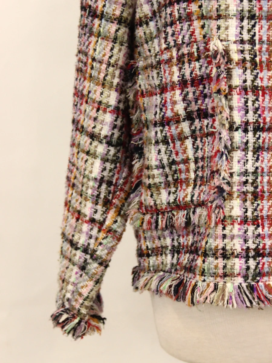 Essentiel Antwerp kleurrijk tweed jasje met franjes 38 - foto 4