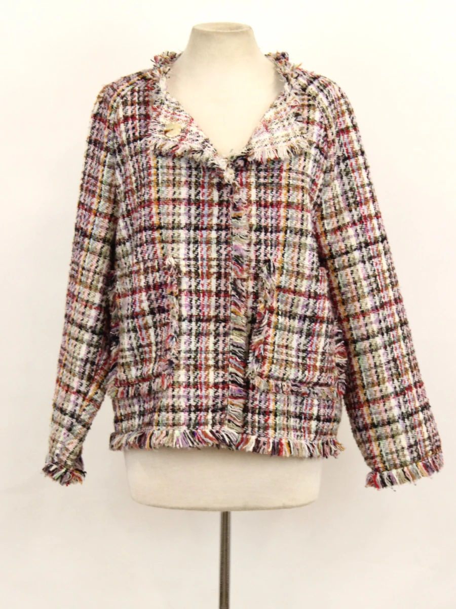Essentiel Antwerp kleurrijk tweed jasje met franjes 38 - foto 5