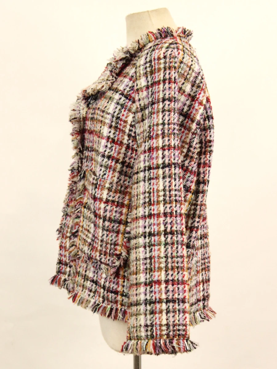 Essentiel Antwerp kleurrijk tweed jasje met franjes 38 - foto 6