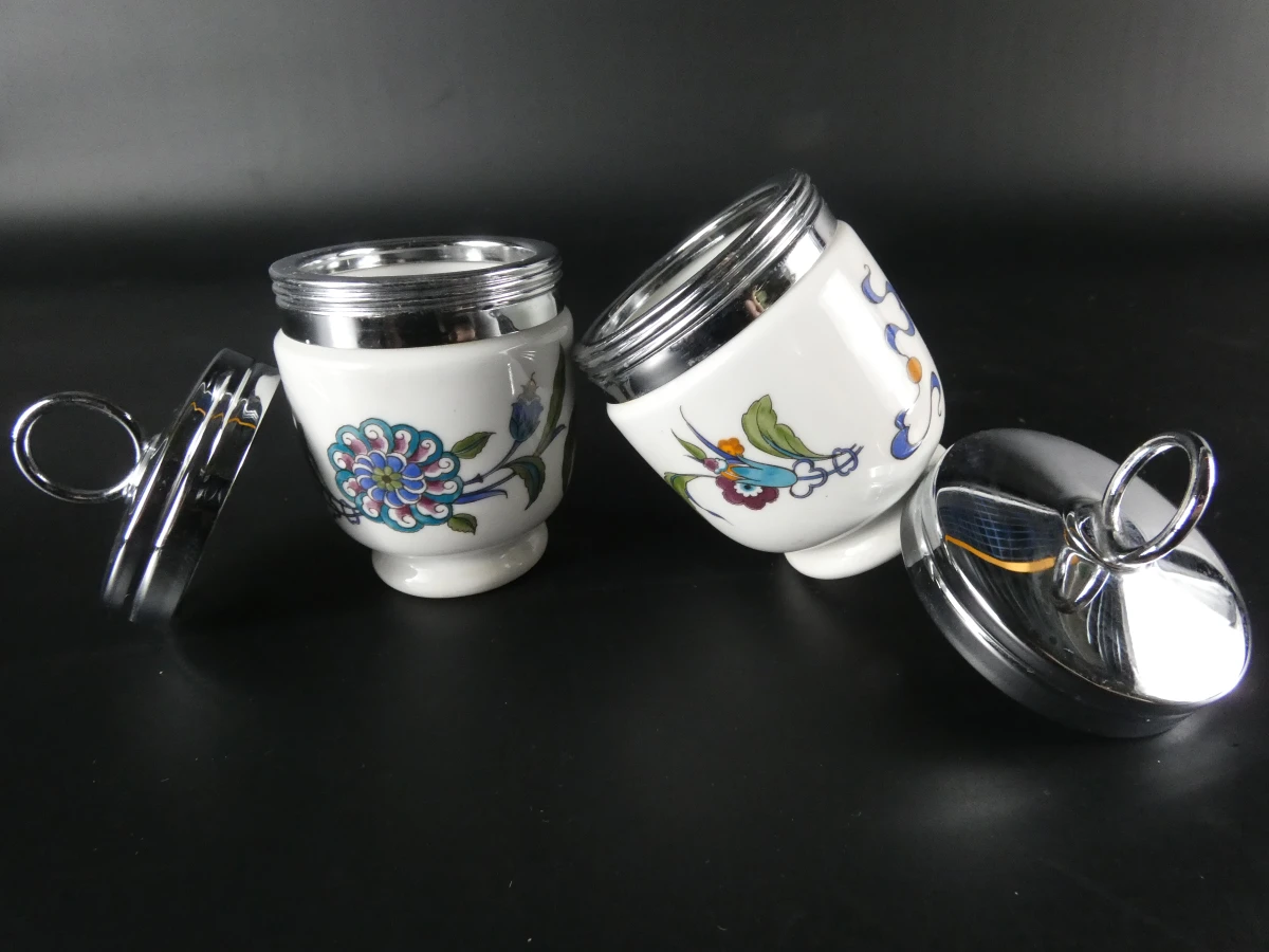 Set van 4 vintage porseleinen egg coddlers - foto 9