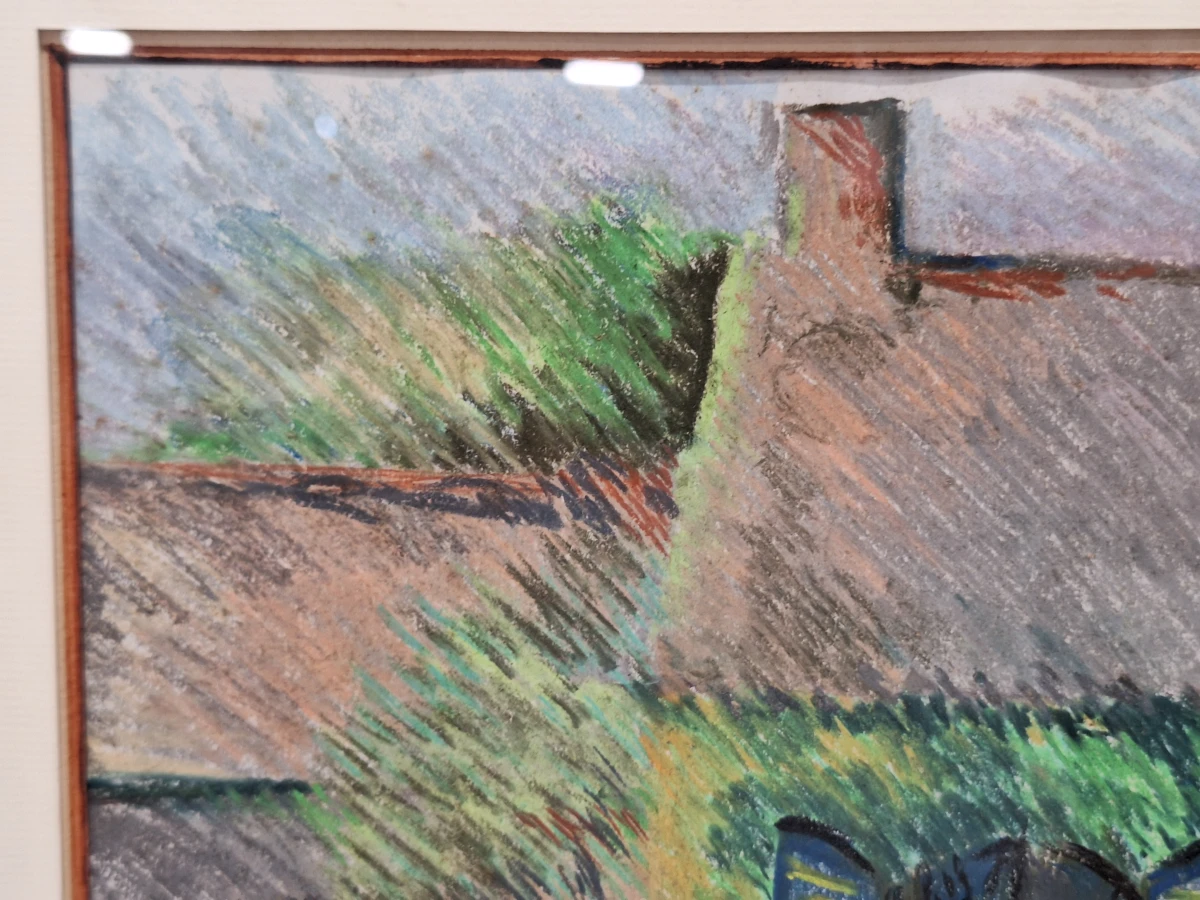 Pasteltekening ‘Hoeverzicht’ - gesigneerd ME en gedateerd 1980 - foto 6