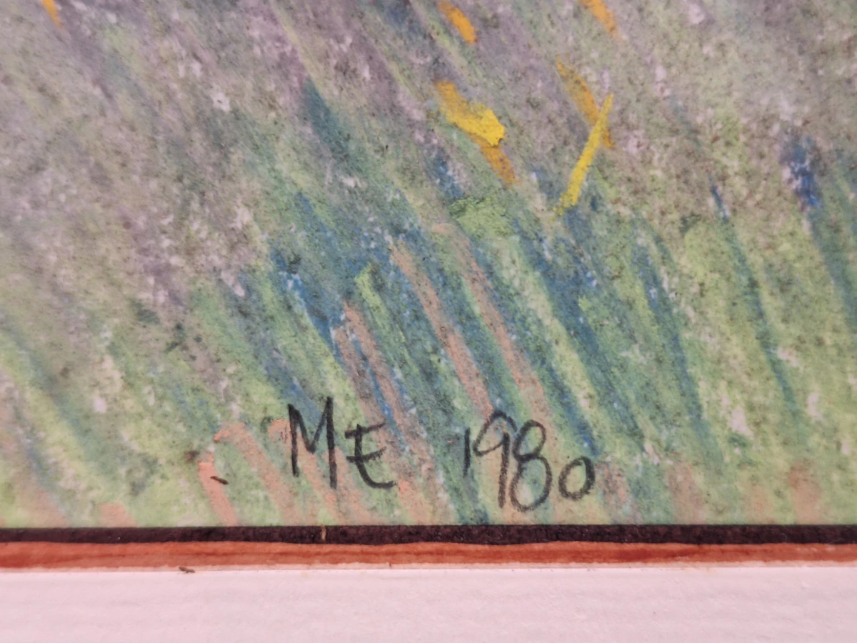 Pasteltekening ‘Hoeverzicht’ - gesigneerd ME en gedateerd 1980 - foto 7